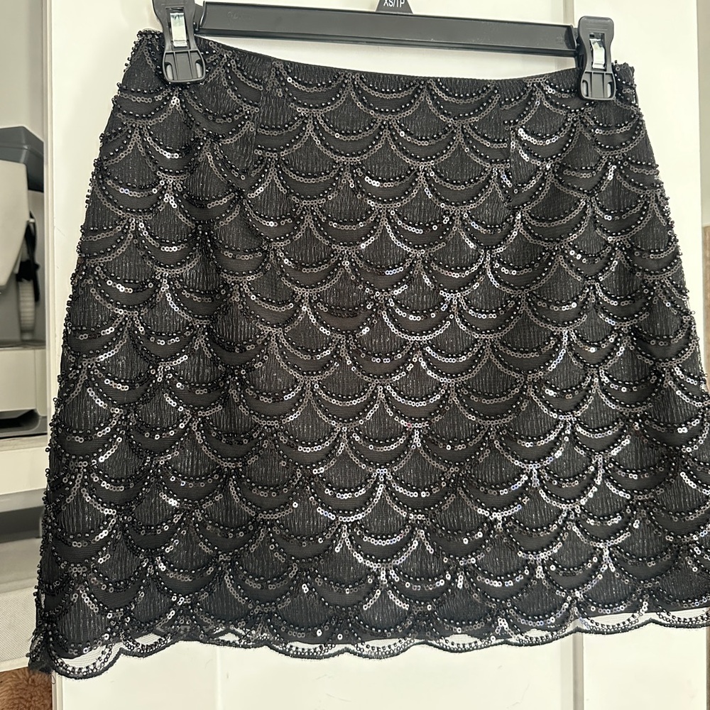 Q2 Black Beaded A-Line Skirt